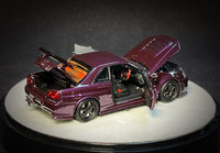 PGM x One Model 1/64 R34 Z Tune Midnight Puprle Fully Opened (B) Delux Round Display Box