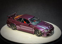 PGM x One Model 1/64 R34 Z Tune Midnight Puprle Fully Opened (B) Delux Round Display Box