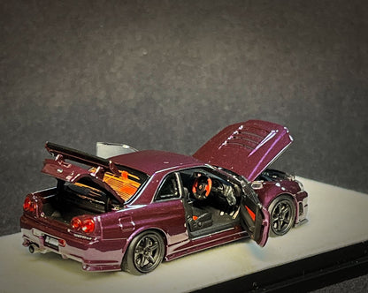 PGM x One Model 1/64 R34 Z Tune Midnight Puprle Fully Opened (A) Ordinary Rectangular Display Box