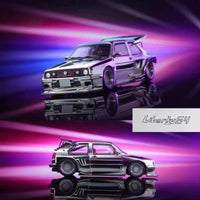 PREORDER Liberty64 1/64 VW MK2 K.S Wide Body Lowride modified version Chrome Silver (Approx. release in Q1 2024 and subject to the manufacturer's final decision)