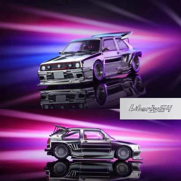 PREORDER Liberty64 1/64 VW MK2 K.S Wide Body Lowride modified version Chrome Silver (Approx. release in Q1 2024 and subject to the manufacturer's final decision)