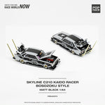 PREORDER POPRACE 1/64 Skyline C210 Kaido Racer - Bosozoku Style Matt Black PR640073 (Approx. Release Date: Q1 2024 and subject to the manufacturer's final decision)