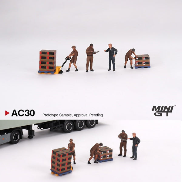 PREORDER MINI GT 1/64 Figurine: UPS Driver and workers MGTAC30 (Approx. Release Date : Q2 2024 subject to manufacturer's final decision)