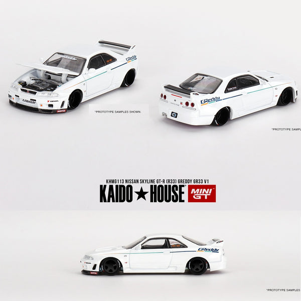 PREORDER MINI GT x Kaido House 1/64 Nissan Skyline GT-R (R33) Greddy GR33 V1 KHMG113 (Approx. Release Date : Q2 2024 subject to manufacturer's final decision)