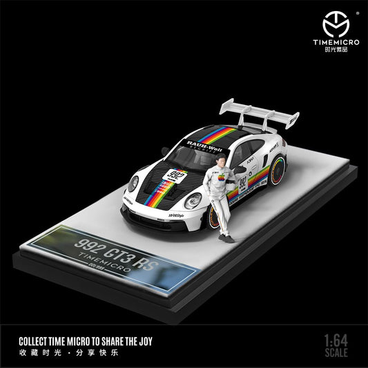 TIME MICRO 1/64 992 GT3 RS White Apple with Figurine TM644611-1