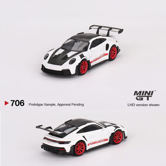 MINI GT 1/64 Porsche 911 (992) GT3 RS Weissach Package White with Pyro Red MGT00706-L
