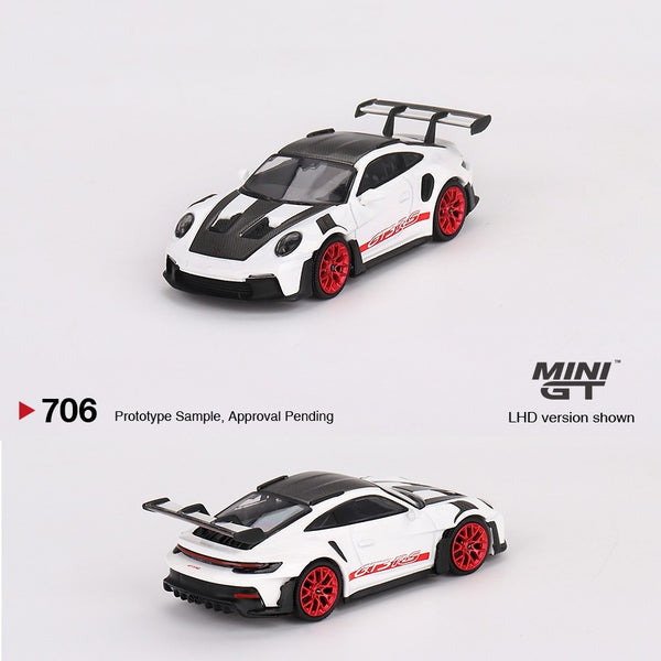 PREORDER MINI GT 1/64 Porsche 911 (992) GT3 RS Weissach Package White with Pyro Red MGT00706-L (Approx. Release Date : Q2 2024 subject to manufacturer's final decision)