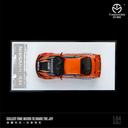TIME MICRO 1/64 Need For Speed GT-R R34 Red / Orange with Figurine TM643423-1