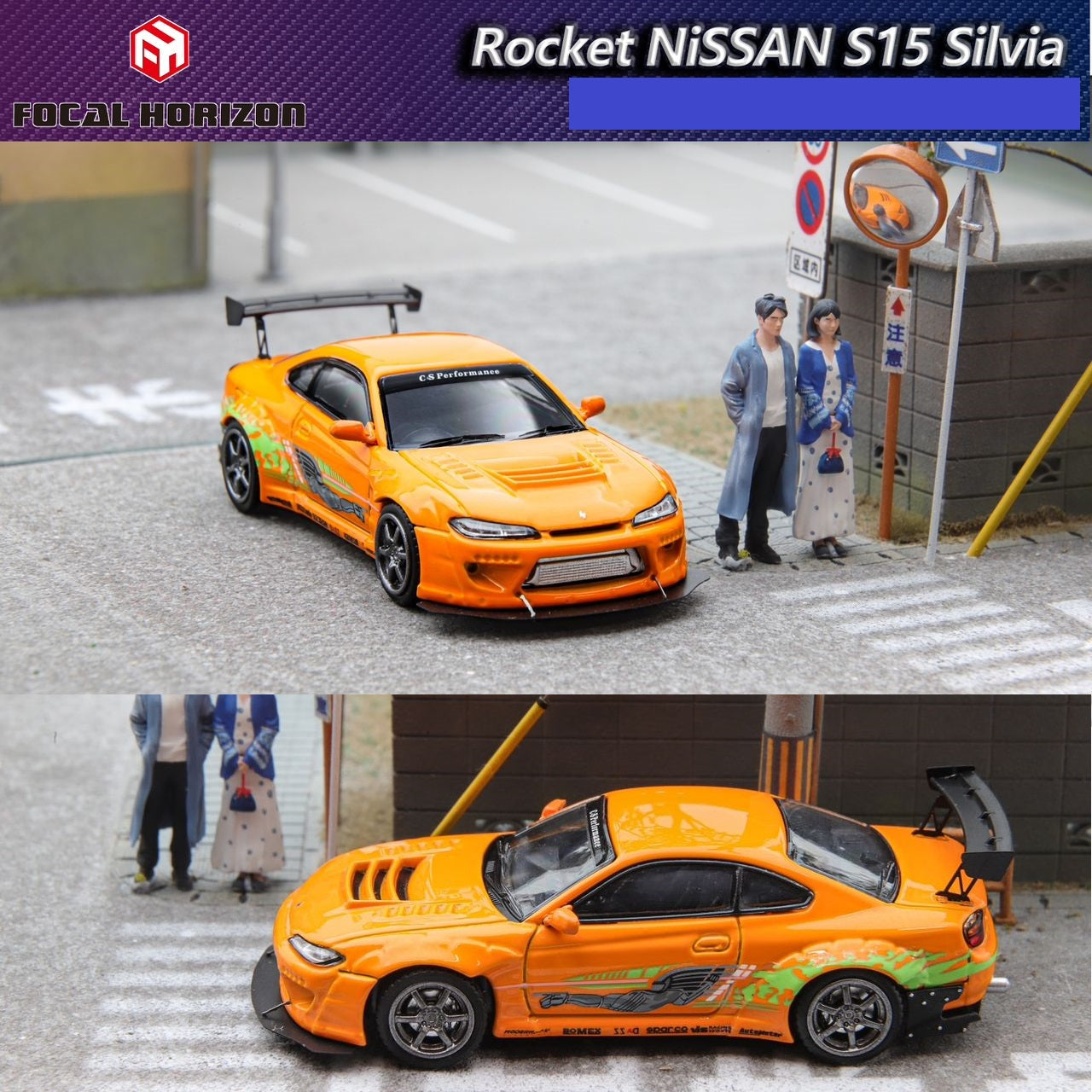 FOCAL HORIZON 1/64 Rocket Nissan S15 Silvia FNF Orange