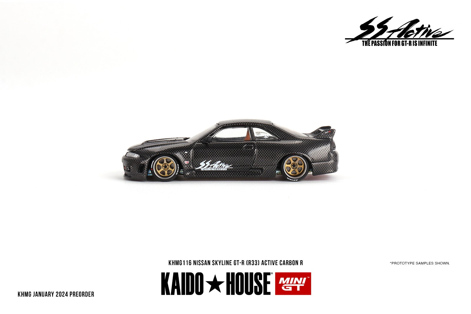 MINI GT x Kaido House 1/64 Nissan Skyline GT-R (R33) Active Carbon