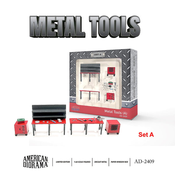 PREORDER AMERICAN DIORAMA 1/64 Figure Set - Metal Tools Set A AD-2409 (Approx. Release Date : Q2 2024 subject to manufacturer's final decision)