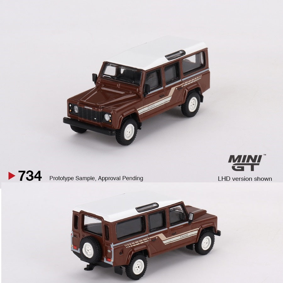 MINI GT 1/64 Land Rover Defender 110 (1985) County Station Wagon Russet Brown  MGT00734-L