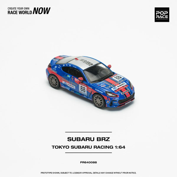 PREORDER POPRACE 1/64 Subaru BRZ - Tokyo Subaru Racing #88 PR640088 (Approx. Release Date: Q1 2024 and subject to the manufacturer's final decision)