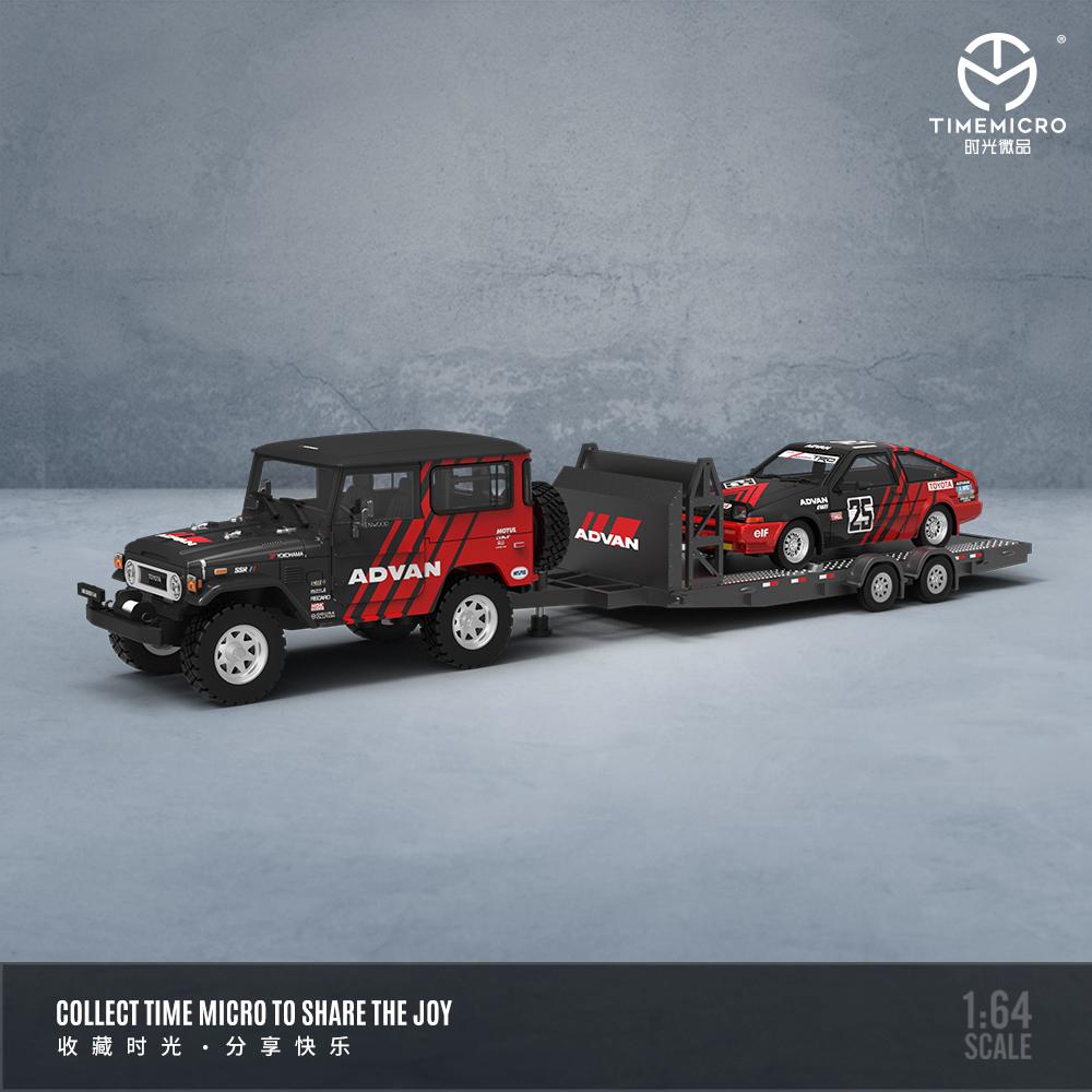 TIME MICRO 1/64 Toyota FJ40 and AE86 ADVAN Trailer Set TM645203-T
