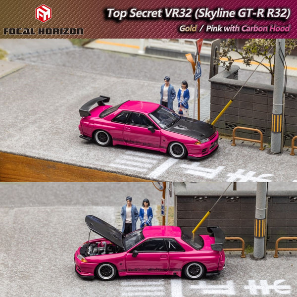 PREORDER FOCAL HORIZON 1/64 Top Secret Skyline GT-R R32 - PINK (Approx. Release Date: MAY 2024 and subject to the manufacturer's final decision)