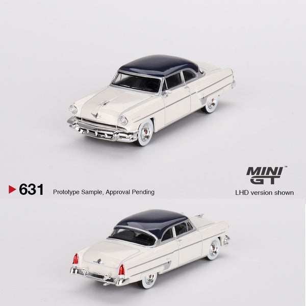 PREORDER MINI GT 1/64 Lincoln Capri 1954 Arctic White / Atlantic Blue LHD MGT00631-L (Approx. Release Date : JULY 2024 subject to manufacturer's final decision)