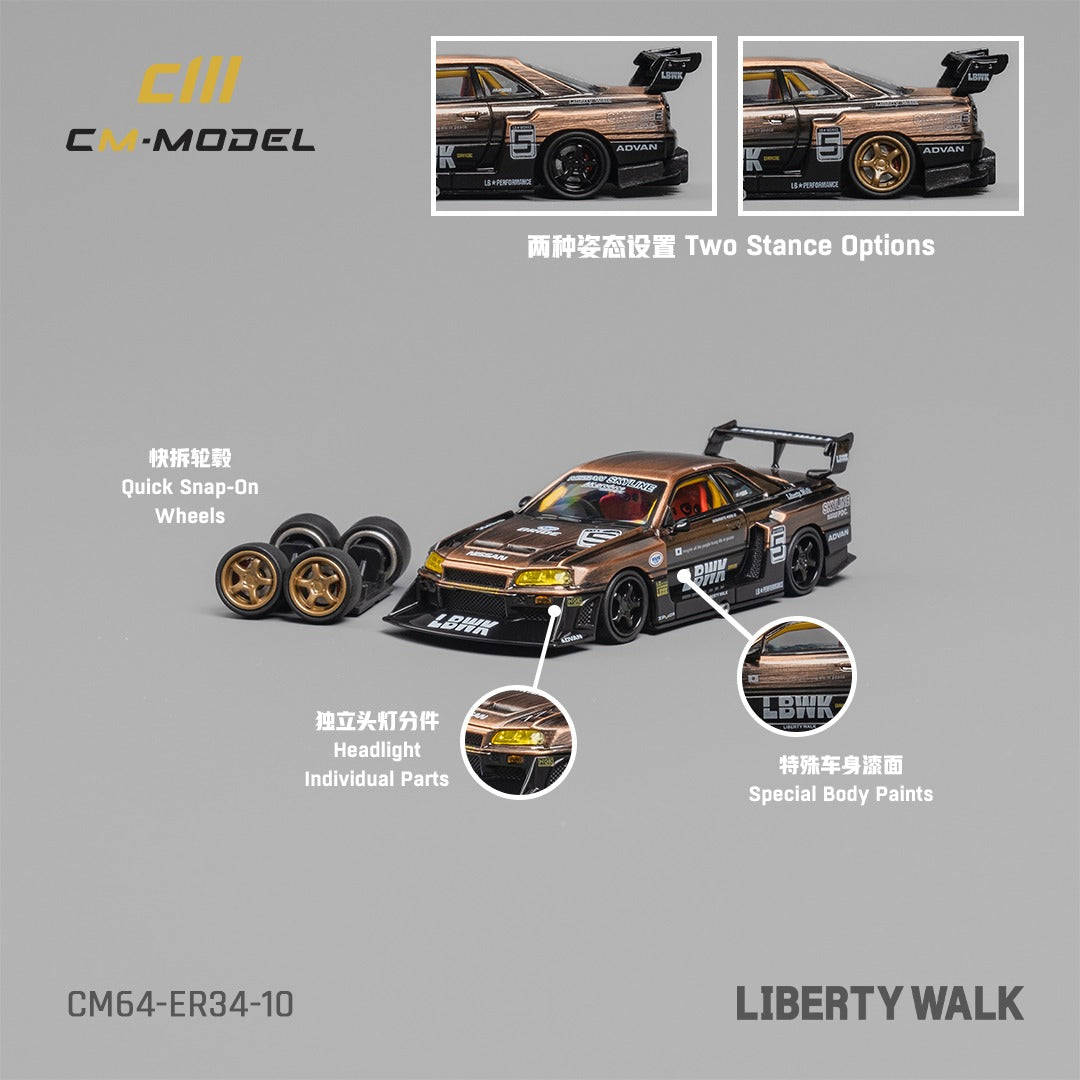 CM MODEL 1/64 Nissan LBWK ER34 NO.5 Bronze CM64-ER34-10