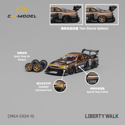 CM MODEL 1/64 Nissan LBWK ER34 NO.5 Bronze CM64-ER34-10