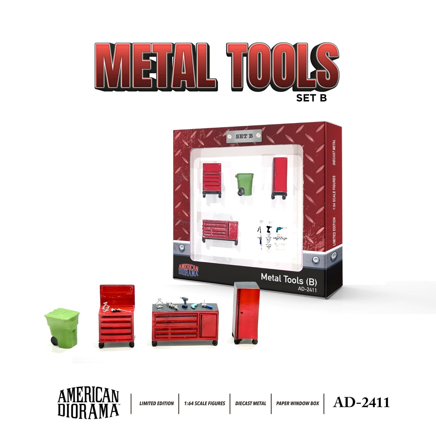 AMERICAN DIORAMA 1/64 Figure Set - Metal Tools Set B AD-2411
