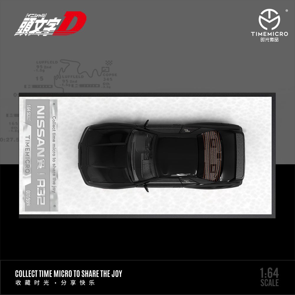 TIME MICRO 1/64 Nissan GT-R R32 Initial D - Black TM644126