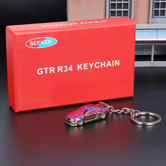 Seeker 1/87 Nissan GT-R R34 Diecast Keychain - Chrome Purple