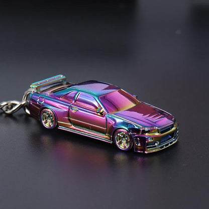 Seeker 1/87 Nissan GT-R R34 Diecast Keychain - Chrome Purple