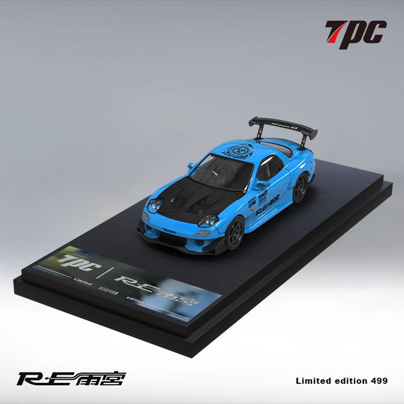 TPC 1/64 RE Amemiya FD3S RX-7 Blue - Carbon Hood