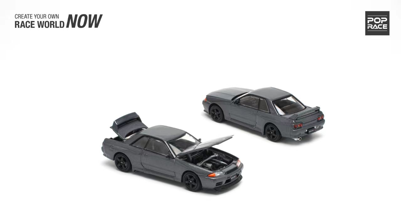 POPRACE 1/64 Nissan Skyline GT-R R32 - Gun Grey Metallic PR640101