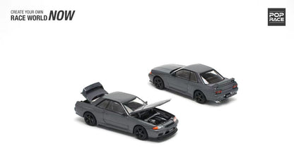 POPRACE 1/64 Nissan Skyline GT-R R32 - Gun Grey Metallic PR640101