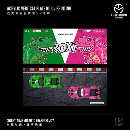 PREORDER TIME MICRO 1/64 Porsche 992 Tyrannosaurus Diorama Set (Pink+Green) TM644616-S (Approx. Release Date: JUNE 2024 and subject to the manufacturer's final decision)