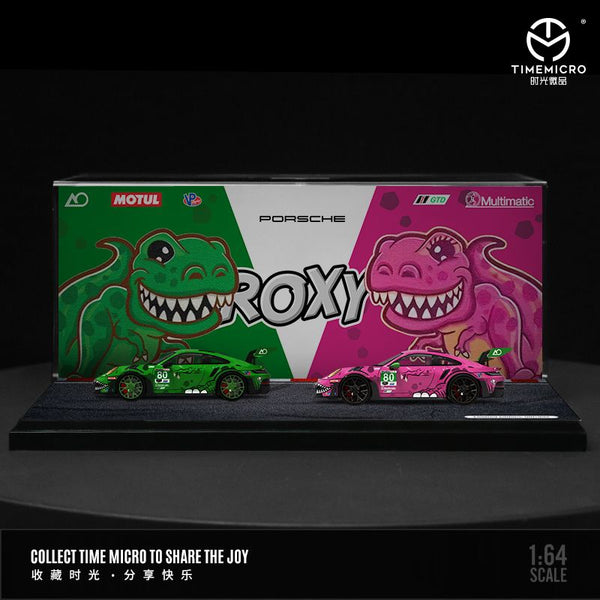 PREORDER TIME MICRO 1/64 Porsche 992 Tyrannosaurus Diorama Set (Pink+Green) TM644616-S (Approx. Release Date: JUNE 2024 and subject to the manufacturer's final decision)