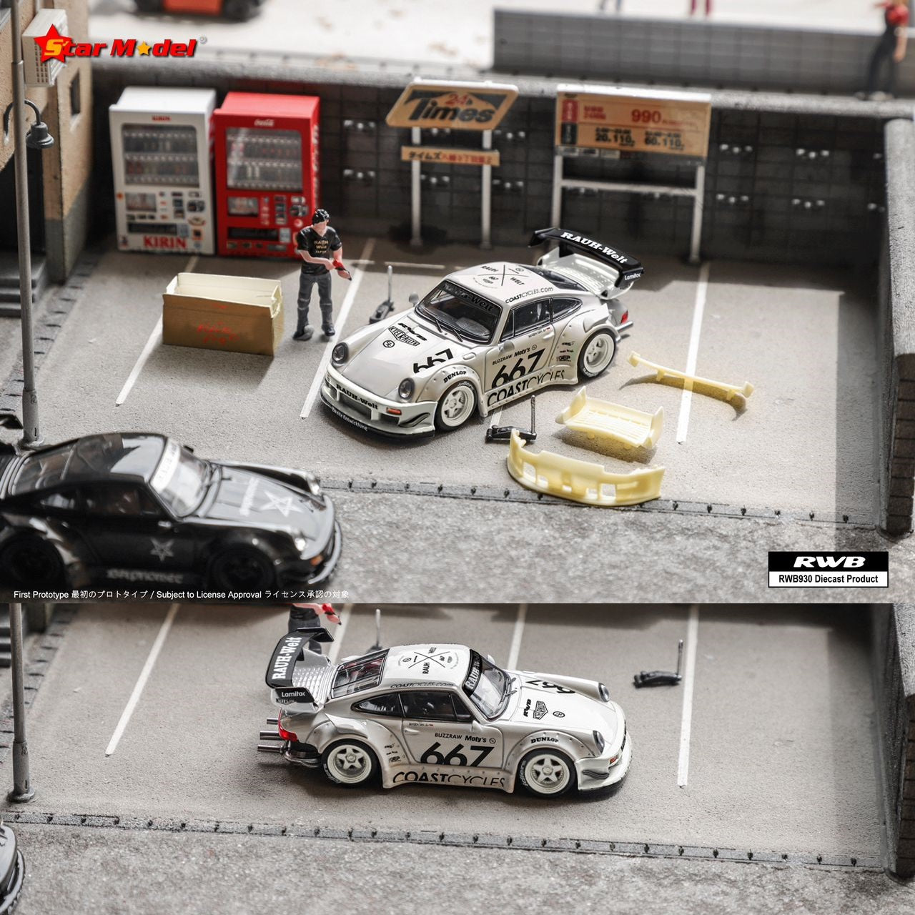 Star Model 1/64  RWB930 CoastCycles White #667 with Figurine and Accessories