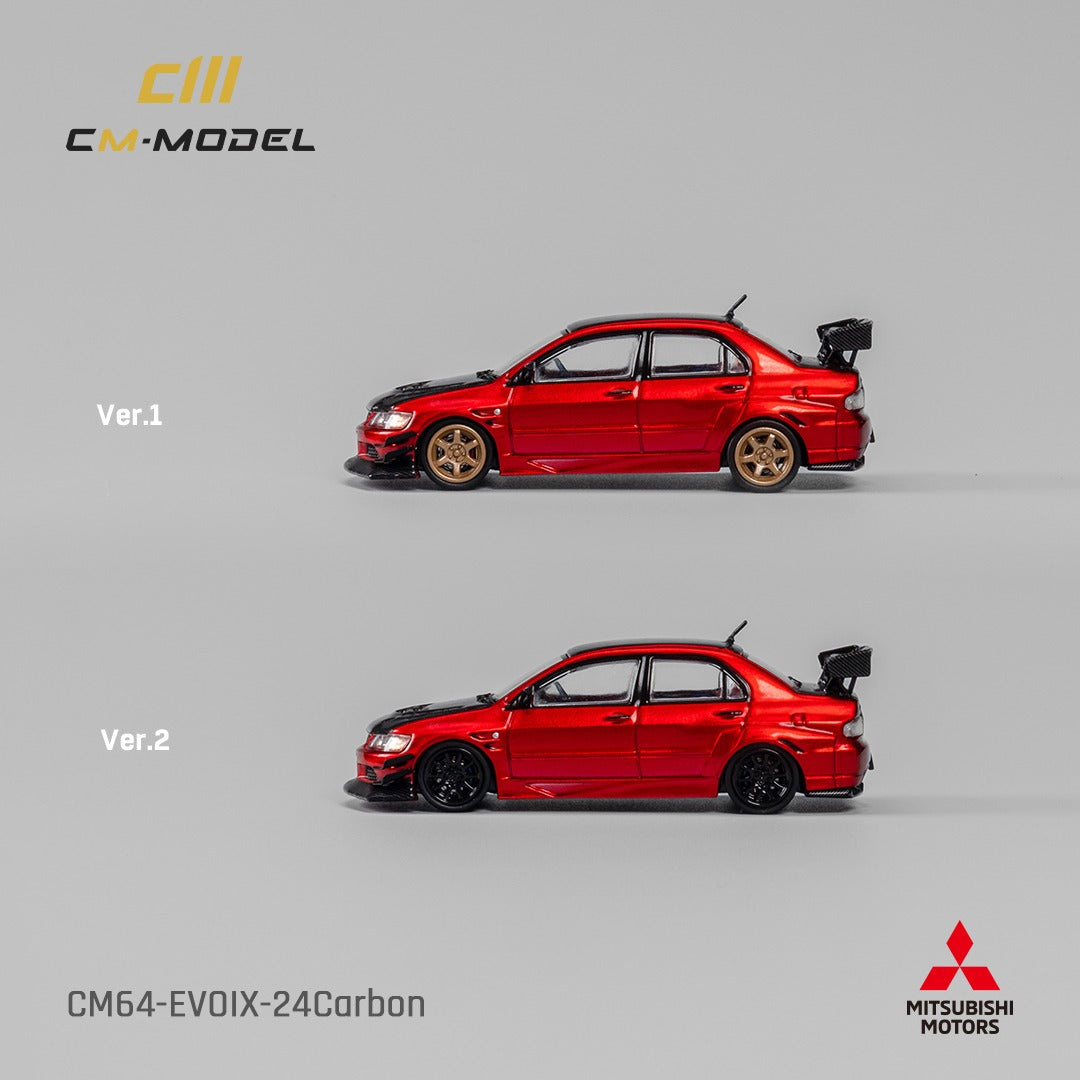 CM MODEL 1/64 Mitsubishi Lancer Evoix Metallic Red with Carbon Hood CM64-EVOIX-24CARBON