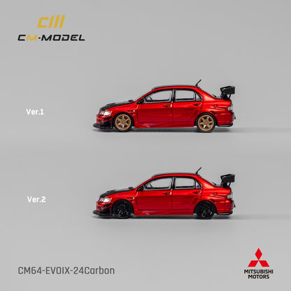 CM MODEL 1/64 Mitsubishi Lancer Evoix Metallic Red with Carbon Hood CM64-EVOIX-24CARBON