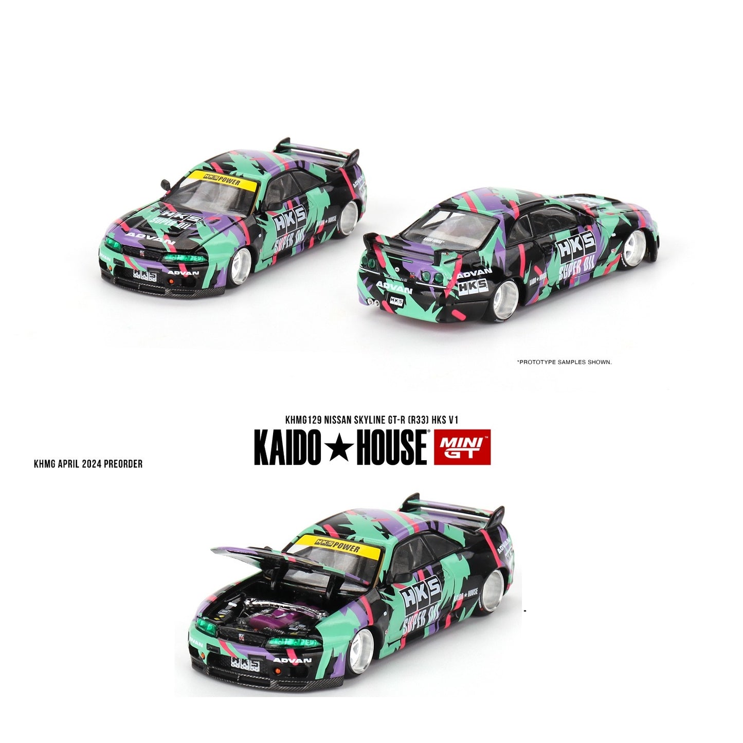 MINI GT x Kaido House 1/64 NISSAN SKYLINE GT-R (R33) HKS V1 KHMG129