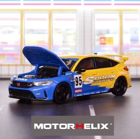 PREORDER MOTORHELIX 1/64 Honda Civic Type R (FL5) Spoon with Spoon SW388 Wheels (Approx. Release Date: AUGUST 2024 and subject to the manufacturer's final decision)