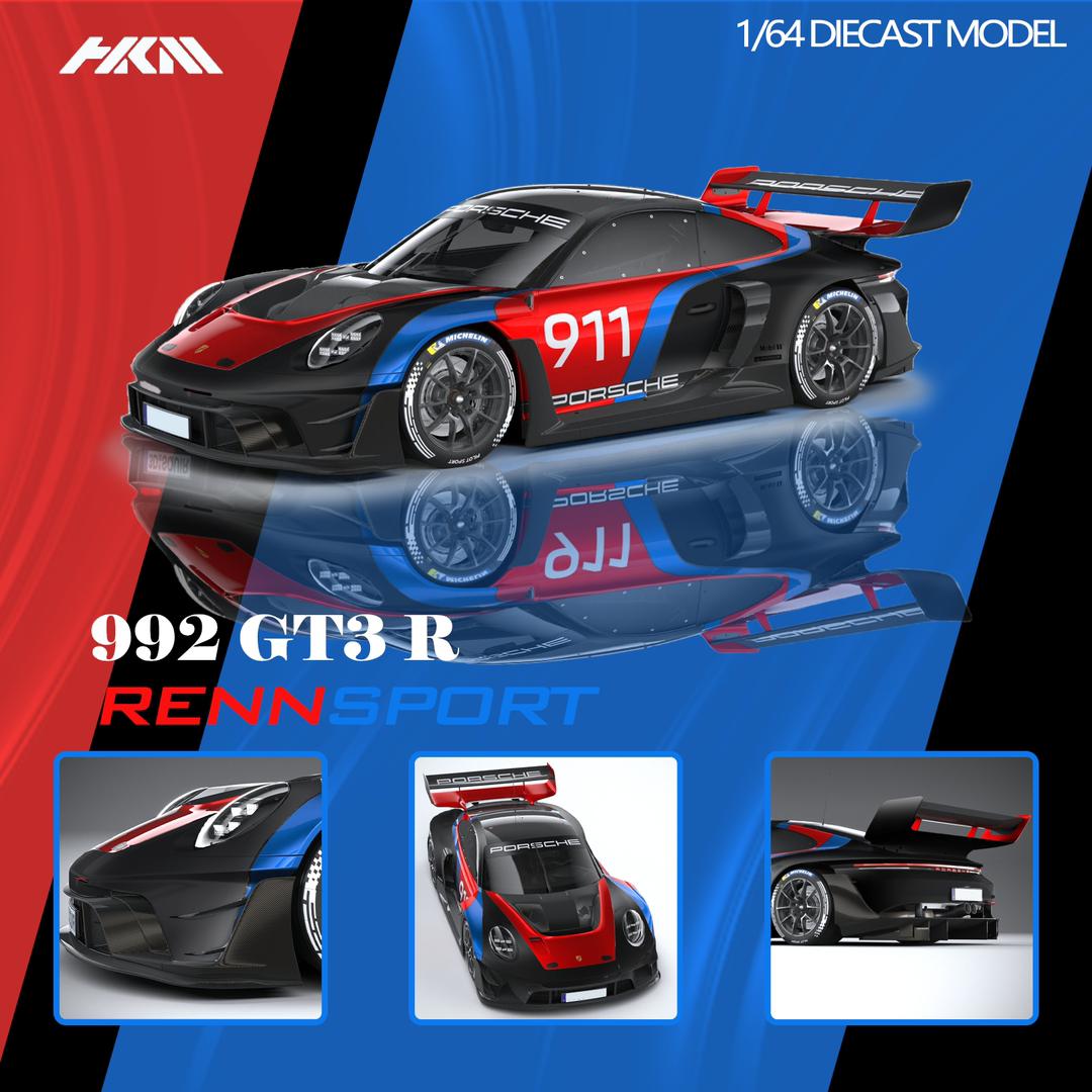 PREORDER HKM 1/64 911 (992) GT3 R Rennsport #911 - Black (Approx. Rele ...