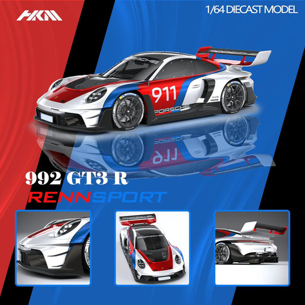 PREORDER HKM 1/64 911 (992) GT3 R Rennsport #911 - White (Approx. Release Date : SEPTEMBER 2024 subject to manufacturer's final decision)
