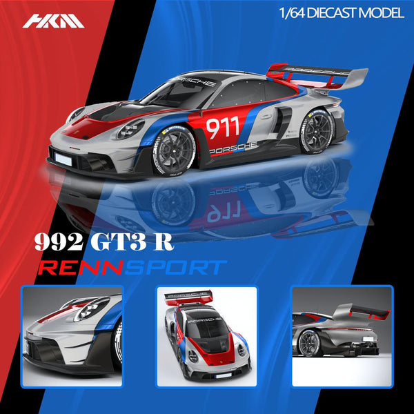 PREORDER HKM 1/64 911 (992) GT3 R Rennsport #911 - Silver (Approx. Release Date : SEPTEMBER 2024 subject to manufacturer's final decision)