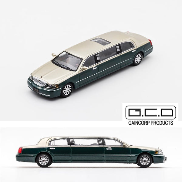PREORDER GCD 1/64 Lincoln Limousine - Champagne gold and dark green KS-055-220 (Approx. Release Date: JUNE 2024 and subject to the manufacturer's final decision)