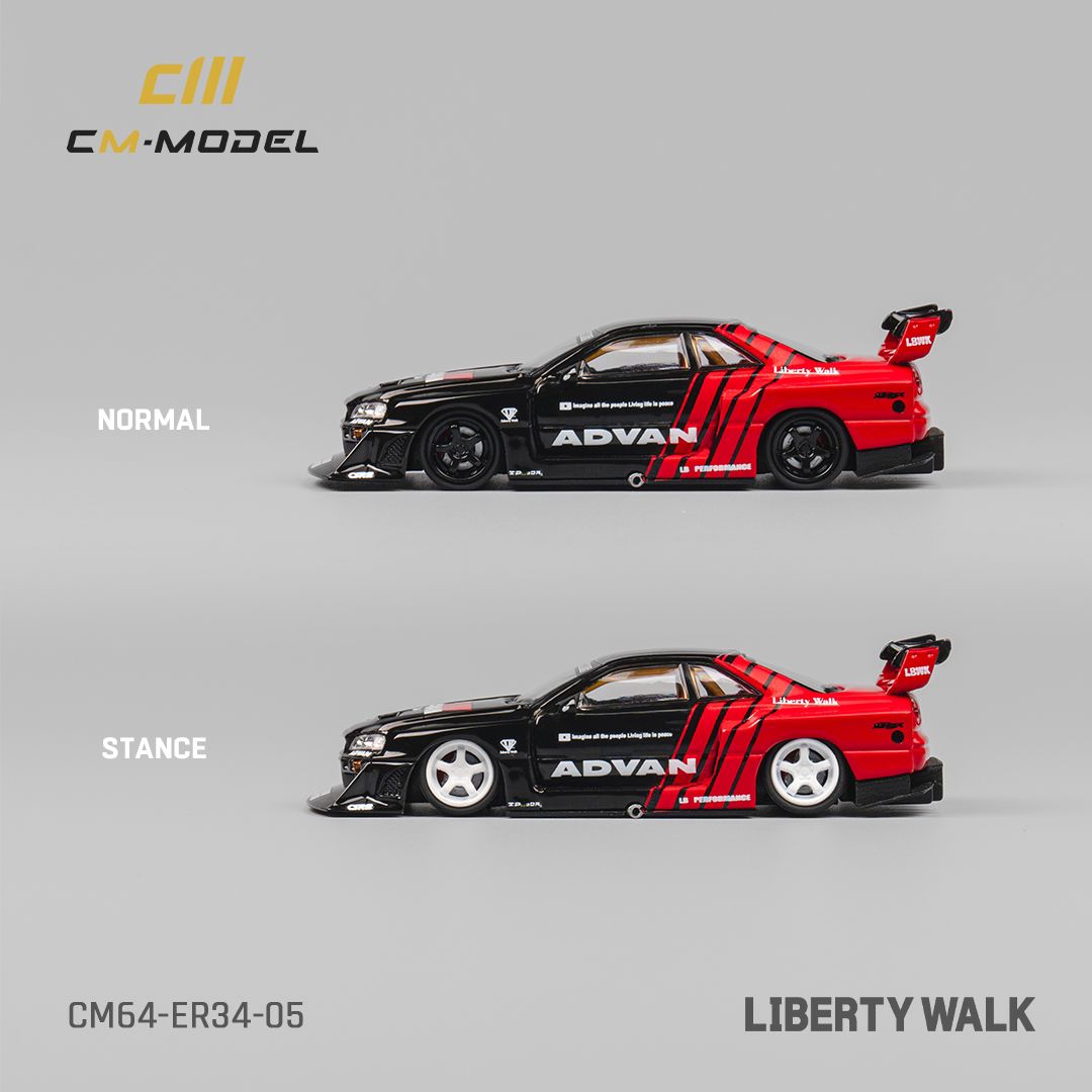 CM MODEL 1/64 Nissan LBWK ER34 Advan CM64-ER34-05