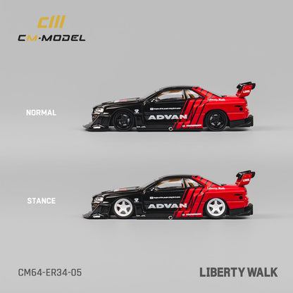 CM MODEL 1/64 Nissan LBWK ER34 Advan CM64-ER34-05