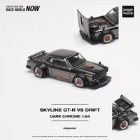 PREORDER POPRACE 1/64 SKYLINE GT-R V8 DRIFT (HAKOSUKA) DARK CHROME PR640097 (Approx. Release Date: Q3 2024 and subject to the manufacturer's final decision)