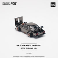 PREORDER POPRACE 1/64 SKYLINE GT-R V8 DRIFT (HAKOSUKA) DARK CHROME PR640097 (Approx. Release Date: Q3 2024 and subject to the manufacturer's final decision)