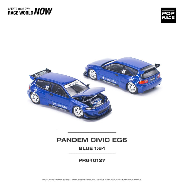 PREORDER POPRACE 1/64 PANDEM CIVIC EG6 v1.5 METALLIC BLUE PR640127 (Approx. Release Date: Q3 2024 and subject to the manufacturer's final decision)