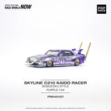 PREORDER POPRACE 1/64 SKYLINE C210 KAIDO RACER (BOSOZOKU STYLE) PURPLE CHROME/SILVER PR640107 (Approx. Release Date: Q3 2024 and subject to the manufacturer's final decision)