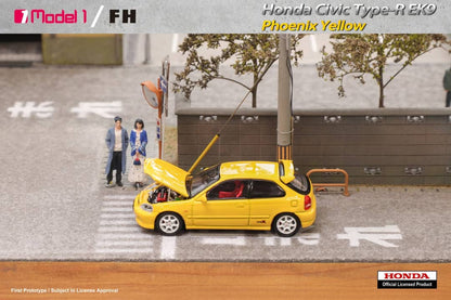 MODEL 1 x FOCAL HORIZON 1/64 Honda Civic Type R EK9 Phoenix Yellow