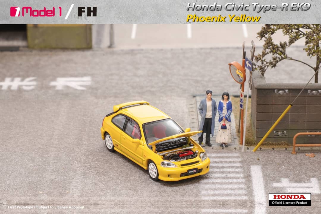MODEL 1 x FOCAL HORIZON 1/64 Honda Civic Type R EK9 Phoenix Yellow