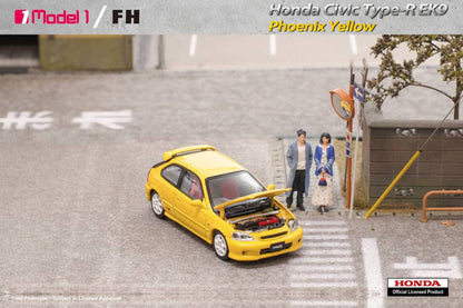 MODEL 1 x FOCAL HORIZON 1/64 Honda Civic Type R EK9 Phoenix Yellow
