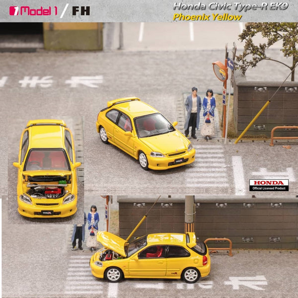 MODEL 1 x FOCAL HORIZON 1/64 Honda Civic Type R EK9 Phoenix Yellow